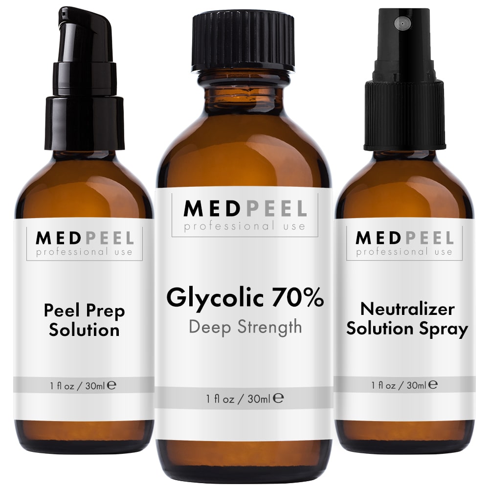 MedPeel Glycolic Acid 70% Essential Peel Kit, Includes Peel, Prep and  Neutralizer, Professional, Deep Strength Chemical Face Peel, Minimize Pores